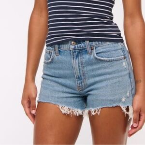 Abercrombie & Fitch Distressed High Rise Mom Denim Shorts 0 / 25